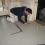 The wide plank flooring was first prepared and painted. We then began to layout the floor in a diagonal pattern.