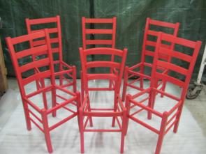 Chairs refinished with a custom tinted red stain