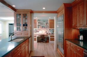 These custom cabinets and wood trim were stained more beautifully than anything available from a factory